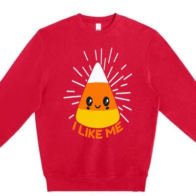 Cute Kawaii Candy Corn I Like Me Thanksgiving & Christmas Premium Crewneck Sweatshirt