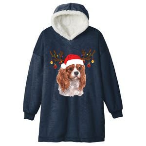 Cavalier King Charles Spaniel Christmas Reindeer Pajama Gift Funny Gift Hooded Wearable Blanket