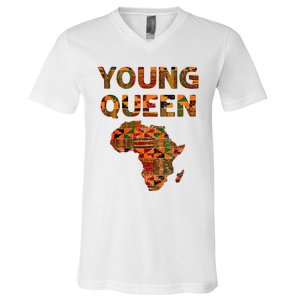 Cool Kente Cloth Art African Print African Queen V-Neck T-Shirt