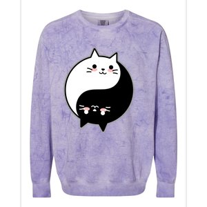 Cute Kawaii Cat Yin And Yang Yoga Cat Lover Graphic Meaningful Gift Colorblast Crewneck Sweatshirt