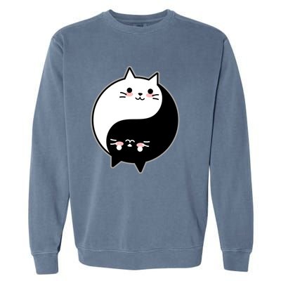 Cute Kawaii Cat Yin And Yang Yoga Cat Lover Graphic Meaningful Gift Garment-Dyed Sweatshirt