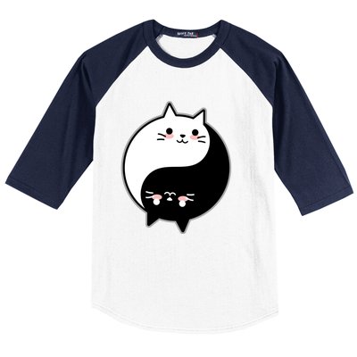 Cute Kawaii Cat Yin And Yang Yoga Cat Lover Graphic Meaningful Gift Baseball Sleeve Shirt