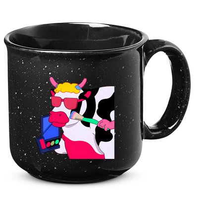 Cute Kawaii Cow Wearing Makeup Funny Cow Lover Cow Woman Makeup Lover 15oz Campfire Ceramic Mug