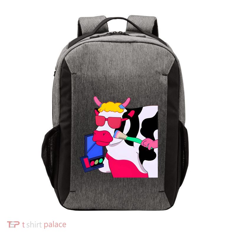 Cute Kawaii Cow Wearing Makeup Funny Cow Lover Cow Woman Makeup Lover Vector Backpack