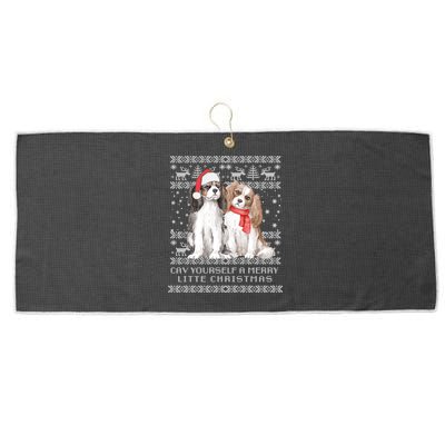 Cavalier King Charles Spaniel Dog Ugly Christmas Sweater Gift Large Microfiber Waffle Golf Towel