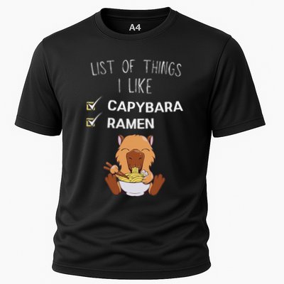 Cute Kawaii Capybara List Of Things I Like Ramen Lover Cooling Performance Crew T-Shirt