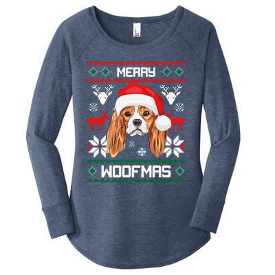 Cavalier King Charles Spaniel Merry Woofmas Gift Women's Perfect Tri Tunic Long Sleeve Shirt