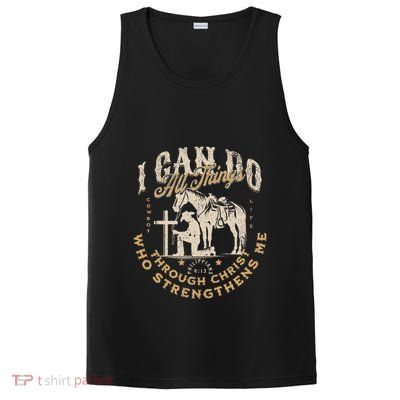 Cowboy Kneeling Cross Scripture Western Bible Verse Jesus PosiCharge Competitor Tank