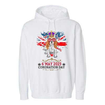 Cavalier King Charles Coronation Ideas Wo & Union Jack Garment-Dyed Fleece Hoodie