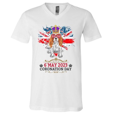 Cavalier King Charles Coronation Ideas Wo & Union Jack V-Neck T-Shirt