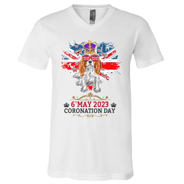 Cavalier King Charles Coronation Ideas Wo & Union Jack V-Neck T-Shirt