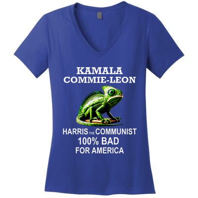 Comrade Kamala Commie Leon Commieleon Communist Harris Women's V-Neck T-Shirt