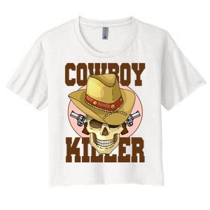 Cowboy Killer Country Skeleton Women's Crop Top Tee