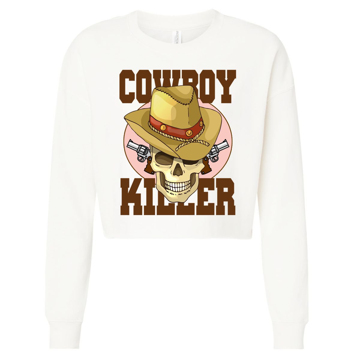 Cowboy Killer Country Skeleton Cropped Pullover Crew
