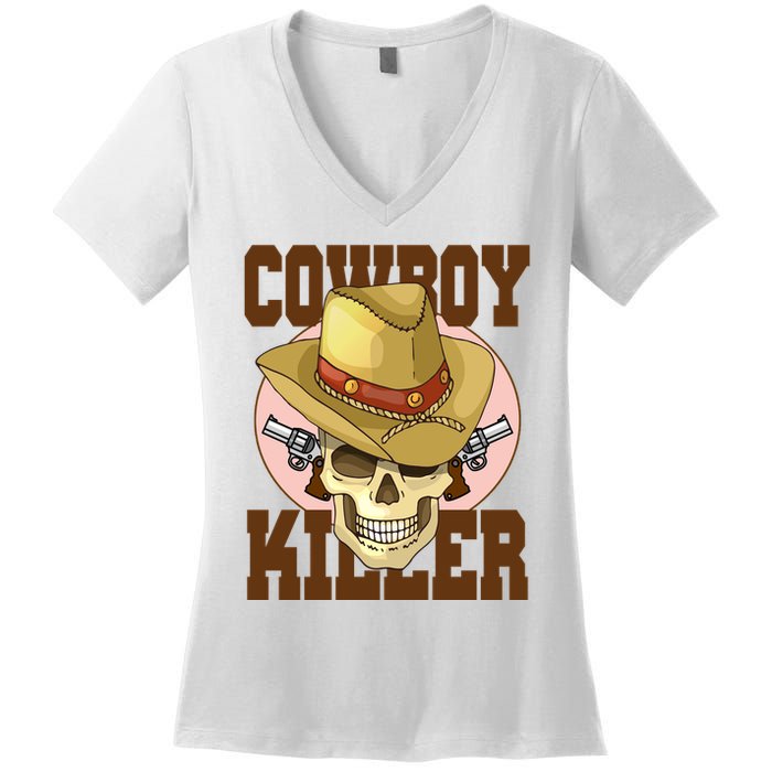 Cowboy Killer Country Skeleton Women's V-Neck T-Shirt