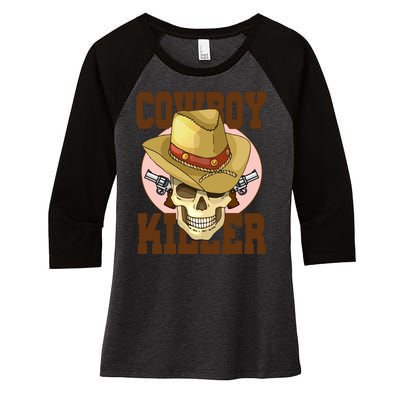 Cowboy Killer Country Skeleton Women's Tri-Blend 3/4-Sleeve Raglan Shirt