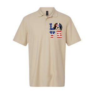 Cavalier King Charles Spaniel Love Dog American Flag Softstyle Adult Sport Polo