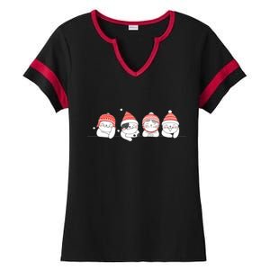 Cute Kitty Cats Christmas, Festive Ladies Halftime Notch Neck Tee