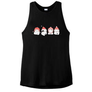 Cute Kitty Cats Christmas, Festive Ladies PosiCharge Tri-Blend Wicking Tank