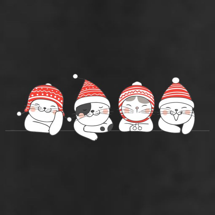 Cute Kitty Cats Christmas, Festive 7 Panel Mesh Trucker Snapback Hat