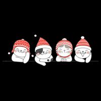 Cute Kitty Cats Christmas, Festive 7-Panel Snapback Hat