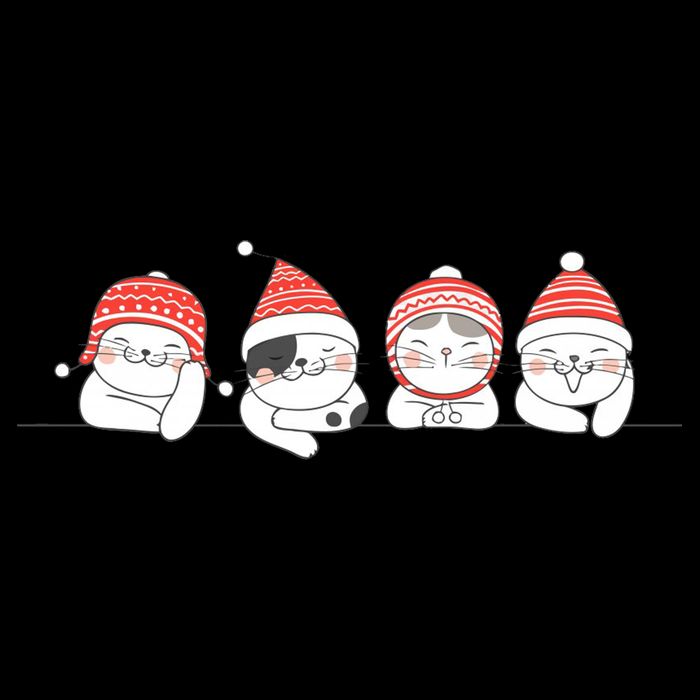 Cute Kitty Cats Christmas, Festive 7-Panel Snapback Hat