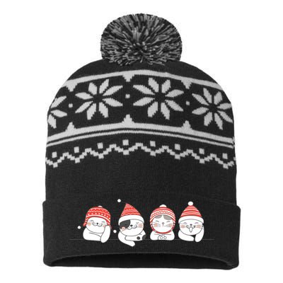 Cute Kitty Cats Christmas, Festive USA-Made Snowflake Beanie