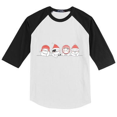 Cute Kitty Cats Christmas, Festive Kids Colorblock Raglan Jersey