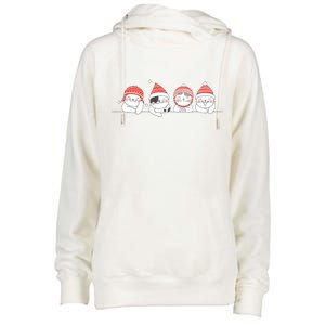 Cute Kitty Cats Christmas, Festive Womens Funnel Neck Pullover Hood