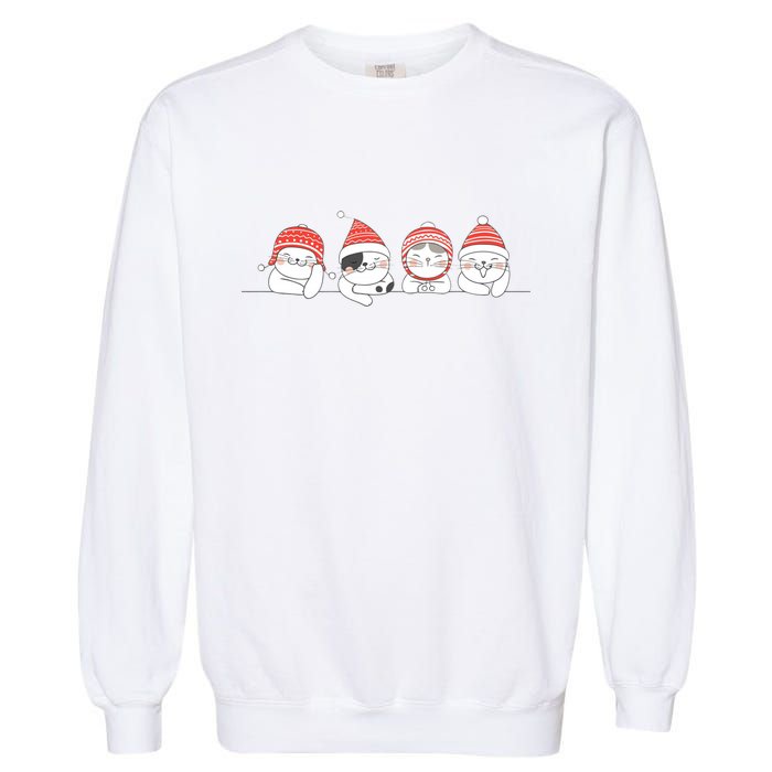 Cute Kitty Cats Christmas, Festive Garment-Dyed Sweatshirt