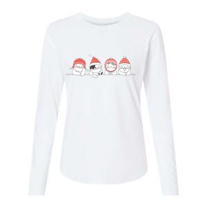 Cute Kitty Cats Christmas, Festive Womens Cotton Relaxed Long Sleeve T-Shirt