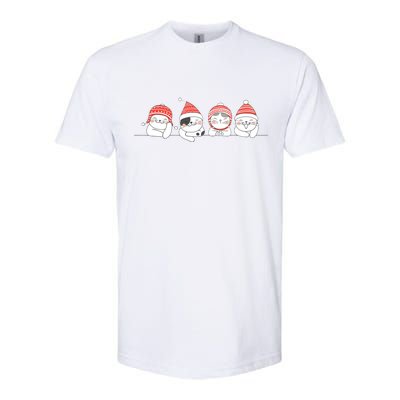 Cute Kitty Cats Christmas, Festive Softstyle CVC T-Shirt