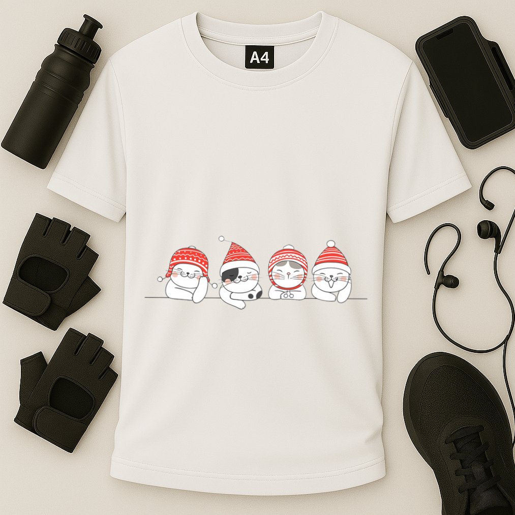 Cute Kitty Cats Christmas, Festive Cooling Performance Crew T-Shirt