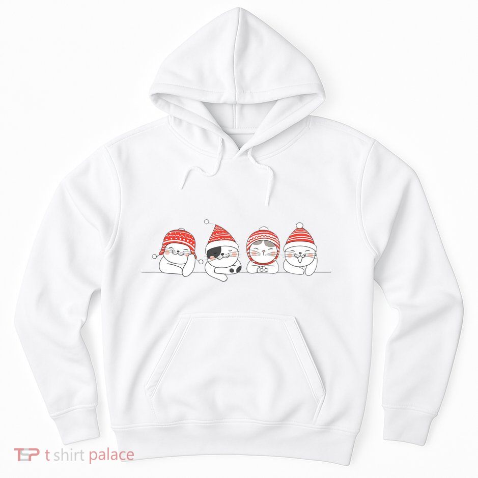 Cute Kitty Cats Christmas, Festive Hoodie