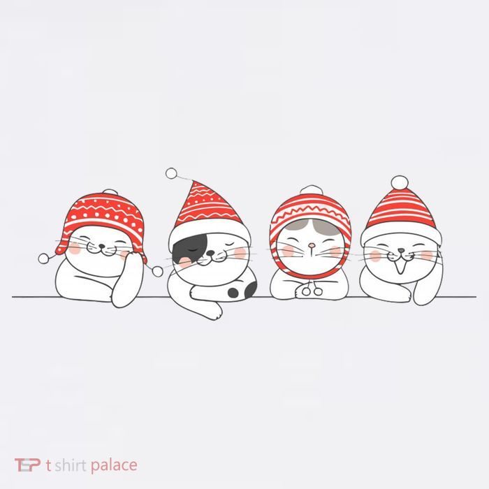 Cute Kitty Cats Christmas, Festive T-Shirt