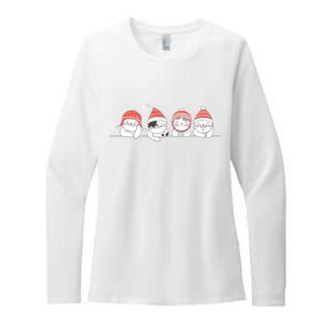 Cute Kitty Cats Christmas, Festive Womens CVC Long Sleeve Shirt