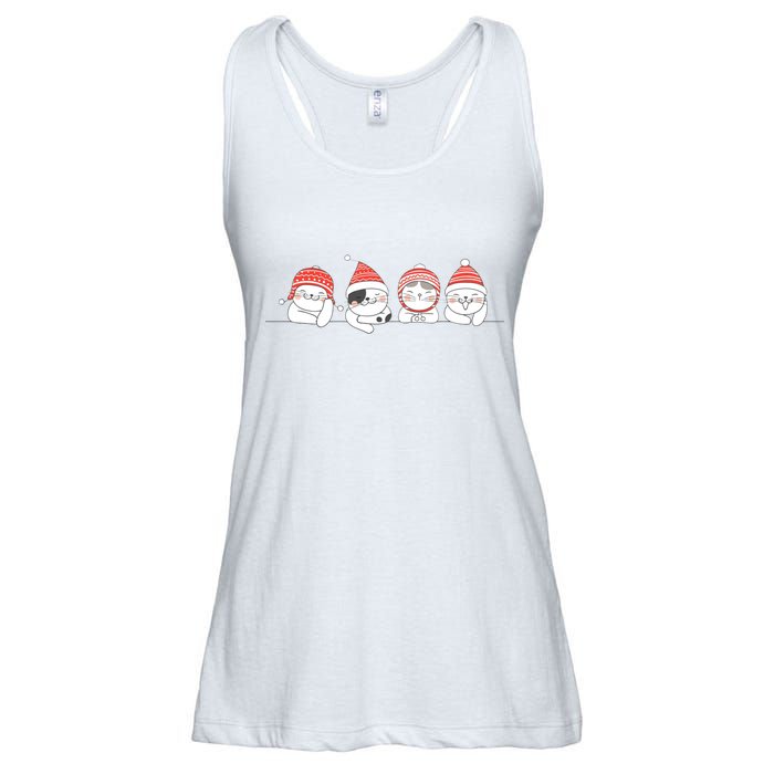 Cute Kitty Cats Christmas, Festive Ladies Essential Flowy Tank