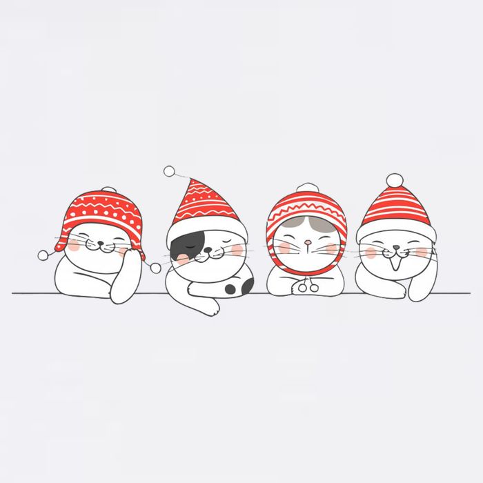 Cute Kitty Cats Christmas, Festive Polo