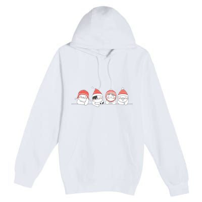 Cute Kitty Cats Christmas, Festive Premium Pullover Hoodie