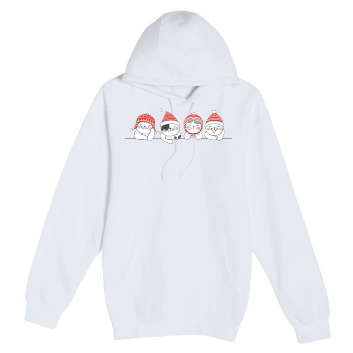 Cute Kitty Cats Christmas, Festive Premium Pullover Hoodie