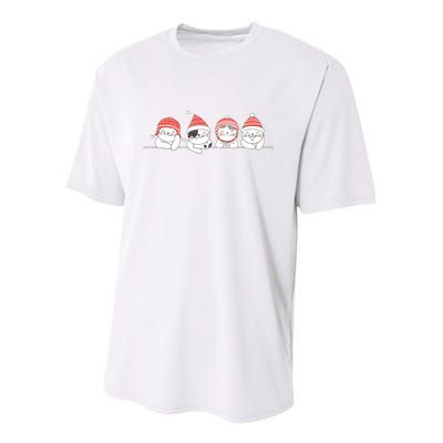 Cute Kitty Cats Christmas, Festive Youth Performance Sprint T-Shirt