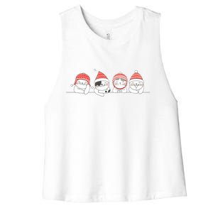 Cute Kitty Cats Christmas, Festive Women's Racerback Cropped Tank