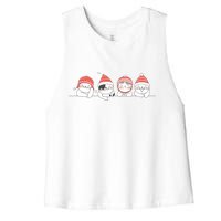 Cute Kitty Cats Christmas, Festive Women's Racerback Cropped Tank