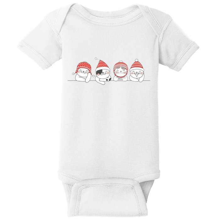 Cute Kitty Cats Christmas, Festive Baby Bodysuit