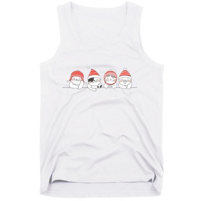 Cute Kitty Cats Christmas, Festive Tank Top