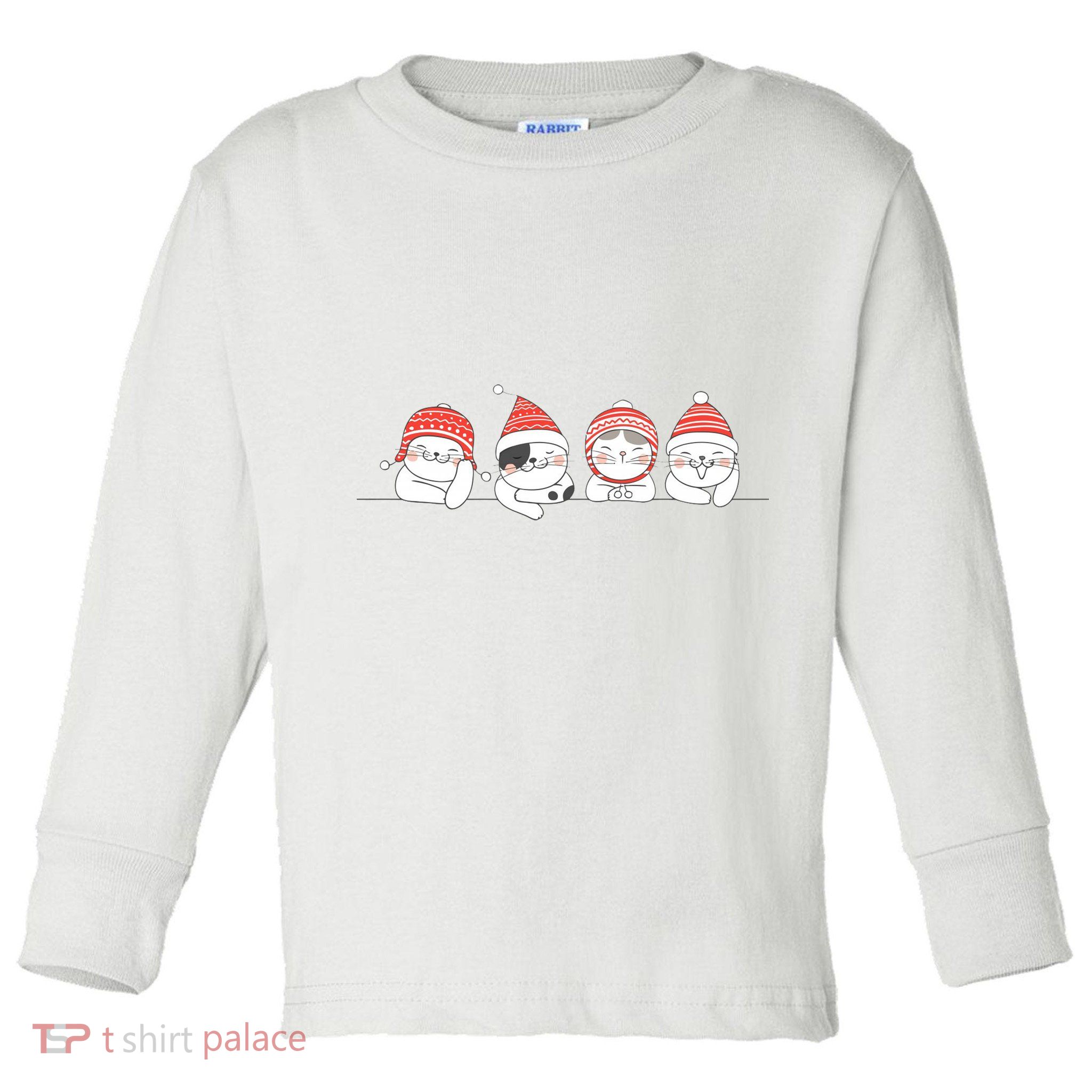 Cute Kitty Cats Christmas, Festive Toddler Long Sleeve Shirt