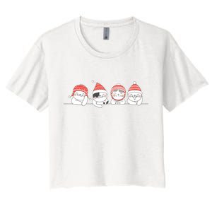 Cute Kitty Cats Christmas, Festive Women's Crop Top Tee