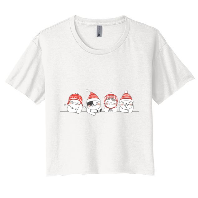 Cute Kitty Cats Christmas, Festive Crop Top