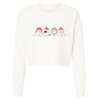 Cute Kitty Cats Christmas, Festive Cropped Pullover Crew