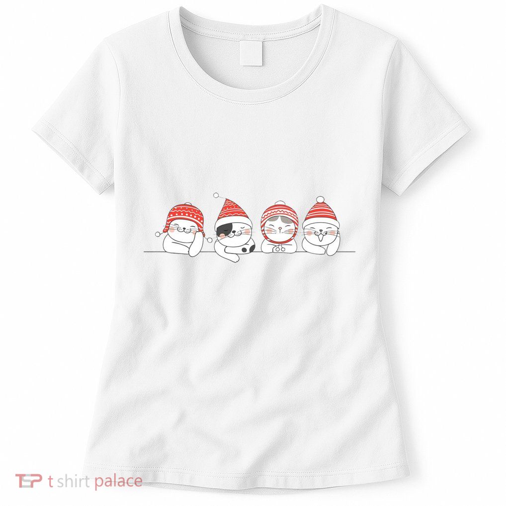 Cute Kitty Cats Christmas, Festive Women's T-Shirt